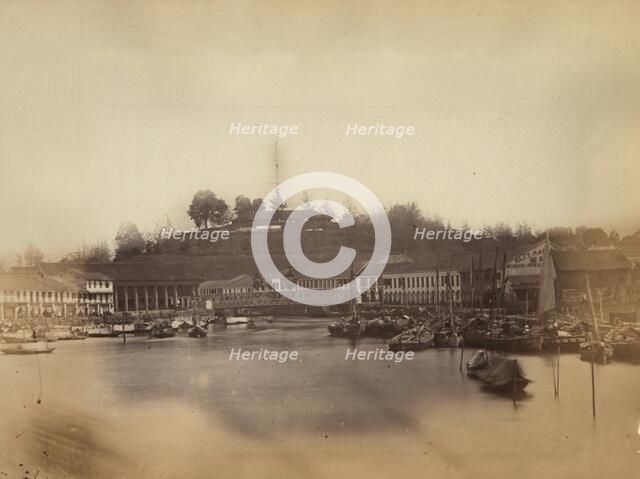 A view of Fort Canning from the Singapore River, between 1860 and 1900. Creator: Unknown.