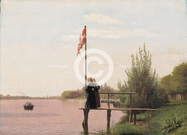 A View of Lake Sortedam from Dosseringen Looking towards the Suburb Norrebro outside Copenhagen,1838 Creator: Christen Købke.