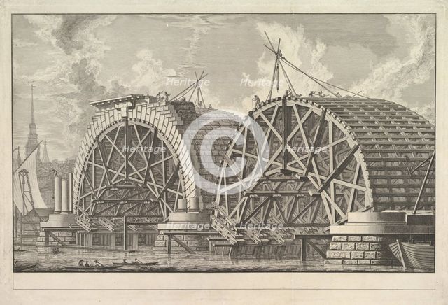 A view of part of the intended Bridge at Blackfriars, London, ca. 1764. Creator: Giovanni Battista Piranesi.