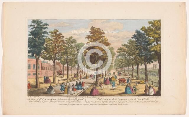 A view of St. James's Park, taken near the stable yard, London, 1751. Creator: James Smith.