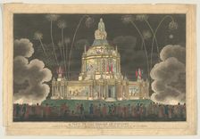 A View of the Temple of Concord Erected in the Green Park, to Celebrate the G..., September 9, 1814. Creator: Robert Laurie