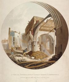 A view of the Tower and Arch of St James's Church, Clerkenwell Islington, London, 1789. Artist: Francis Jukes