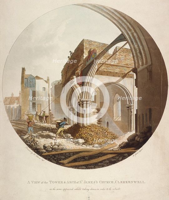 'A view of the Tower and Arch of St James's Church, Clerkenwell', Islington, London, 1789. Artist: Francis Jukes
