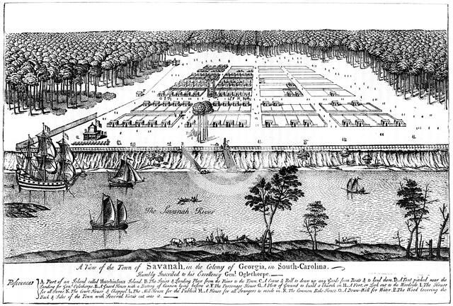 'A view of the town of Savanah, in the colony of Georgia, South Carolina', 1741, (c1880). Artist: Unknown