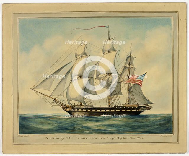 A View of the Constitution off Boston, 1814. Creator: Isiah Whyte.
