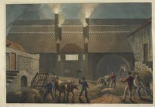 A view of the courtyard of a boiling house, in Antigua, 1823. Creator: William Clark