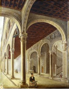A view of the cloister of the foundling hospital in Toledo, 1841. Creator: Cecilio Pizarro