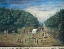 A View of the Endeavour's Watering-place in the Bay of Good Success c1768-c1780. Creators: Sydney Parkinson, A Buchan, JF Miller