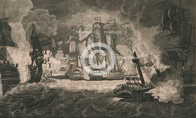 'A View of the Engagement & memorable Victory...on the 1st of June 1794'. Creators: Christall, Barlow.