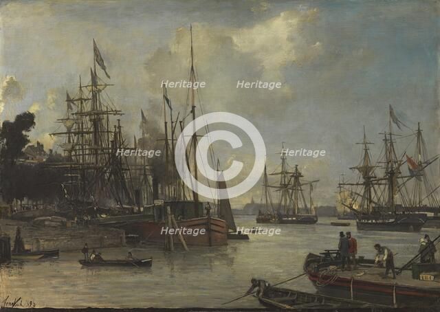 A View of the Harbour, Rotterdam, 1856. Creator: Johan Barthold Jongkind.