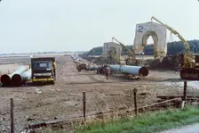 A view of the installation of the Martin pipeline, Hertfordshire, 23/09/1981. Creator: John Laing plc