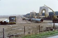 A view of the installation of the Martin pipeline, Hertfordshire, 23/09/1981. Creator: John Laing plc