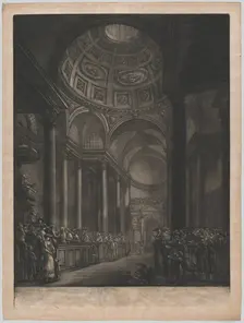 A View of the Inside of St. Stephens Walbrook, Done from the Drawing in his Majesty's ..., ca. 1767. Creator: Georges François Blondel