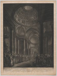 A View of the Inside of St. Stephens Walbrook, Done from the Drawing in his Majesty's ..., ca. 1767. Creator: Georges François Blondel