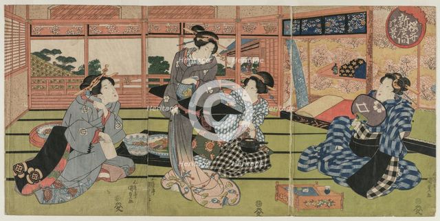 A View of the Large New Room at Sakurai, early or mid 1830s. Creator: Utagawa Kunisada (Japanese, 1786-1865).