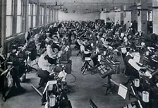 A View of the Largest Battery of Composing Machines in the World 1916
