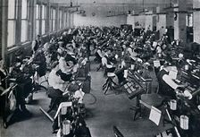 A View of the Largest Battery of Composing Machines in the World 1916