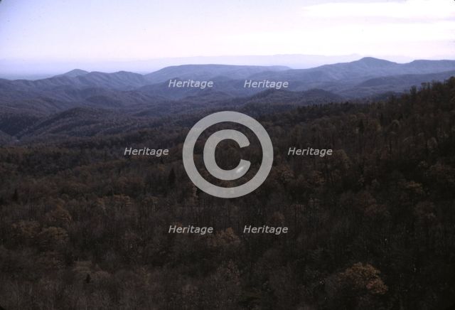 A view of the mountains along the Skyline Drive in Virginia, ca. 1940. Creator: Jack Delano.