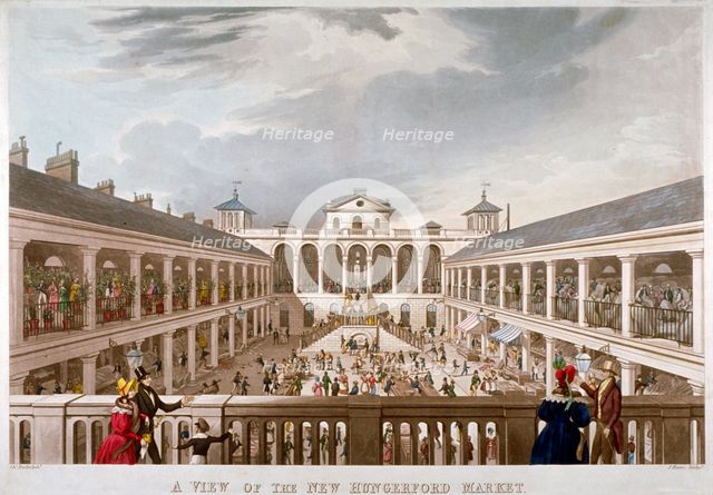 'A View of the New Hungerford Market', Westminster, London, 1833. Artist: J Harris