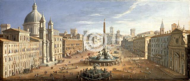 A view of the Piazza Navona, Rome, c1730. Creator: Hendrik Frans van Lint.