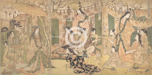A View of the Pleasures of the Taiko and His Five Wives at Rakuto, 1804. Creator: Kitagawa Utamaro.