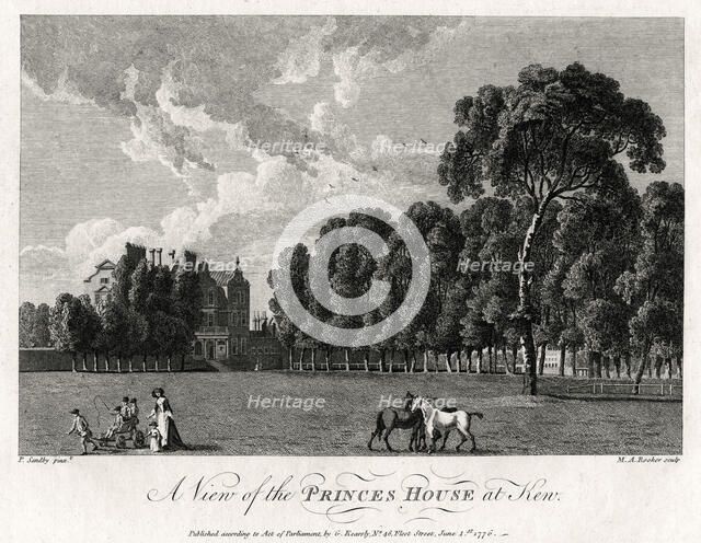 'A View of the Princes House at Kew', 1776. Artist: Michael Angelo Rooker