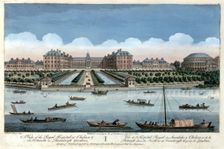 A View of the Royal Hospital at Chelsea and the Rotunda in Ranelagh Gardens, London, 1751. Creator: Thomas Bowles