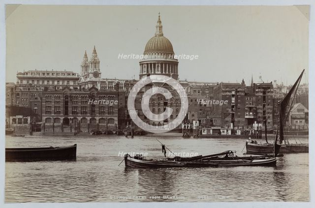 A view from Bankside looking across the River Thames towards Paul’s Wharf and St Paul’s…, 1880-1899. Creator: GW Wilson and Company.