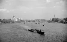 A view from Waterloo Bridge towards St Paul's Cathedral and the City of London, c1945-c1965. Artist: SW Rawlings