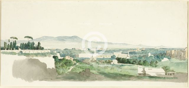 A View from the Palatine Hill, Rome, the Alban Hills in the Distance, c.1775. Creator: Carlo Labruzzi.