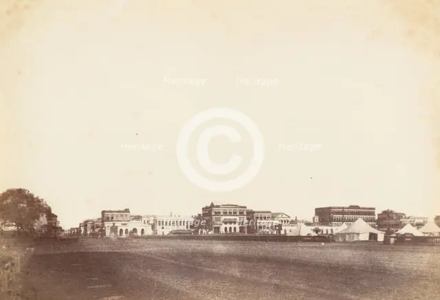 A View in Calcutta Including the Buildings of Payne and Co., the Mountain Hotel..., 1850s. Creator: Unknown.