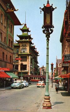 A view in Chinatown, San Francisco, California, USA, 1957