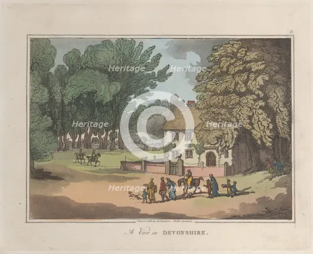 A View in Devonshire, from "Sketches from Nature", 1822., 1822. Creators: Thomas Rowlandson, Joseph Constantine Stadler.