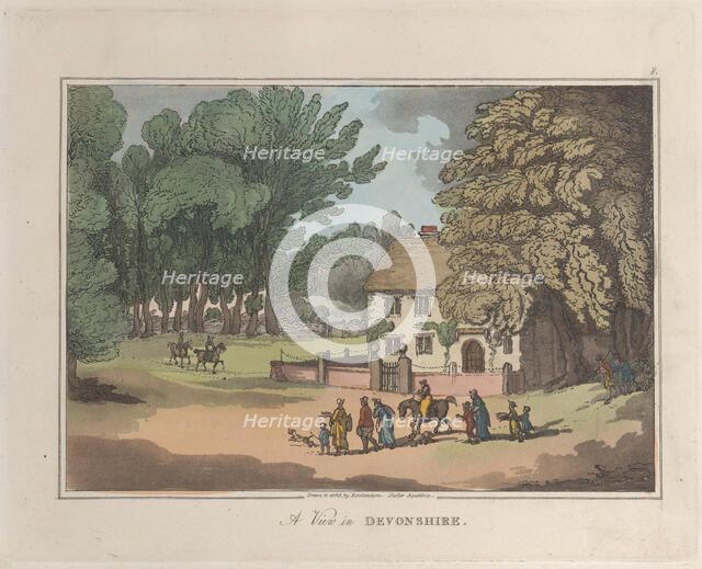 A View in Devonshire, from "Sketches from Nature", 1822., 1822. Creators: Thomas Rowlandson, Joseph Constantine Stadler.