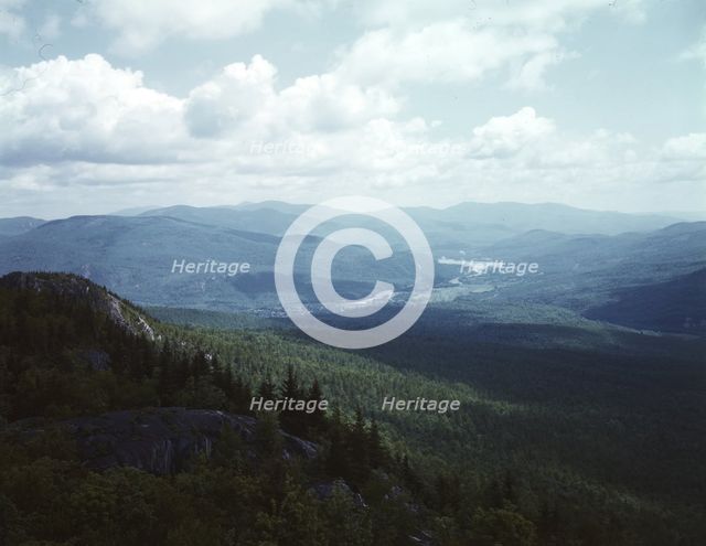 A view looking northeast from the fire tower manned...Pine Mountain, Gorham vicinity, N.H., 1943. Creator: John Collier.