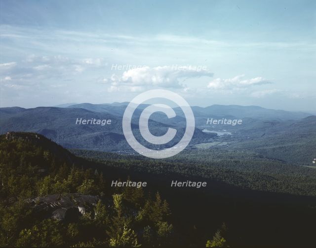 A view looking northeast from the fire tower manned...Pine Mountain, Gorham vicinity, N.H., 1943. Creator: John Collier.