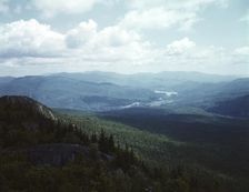 A view looking northeast from the fire tower manned...Pine Mountain, Gorham vicinity, N.H., 1943. Creator: John Collier