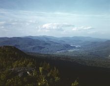 A view looking northeast from the fire tower manned...Pine Mountain, Gorham vicinity, N.H., 1943. Creator: John Collier
