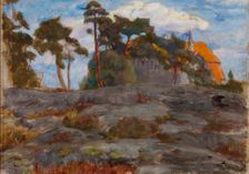 A villa in the middle of pine trees, 1910-1919. Creator: Maria Wiik