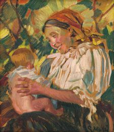 A Village Mother with a Child, 1926. Creator: Gustav Mally