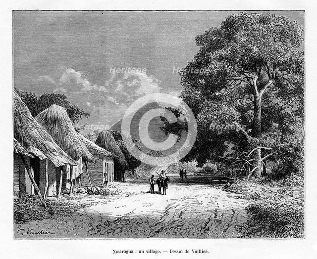 A village, Nicaragua, 19th century. Artist: Vuillier