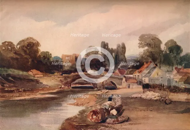 'A Village on a River, with Bridge and Ruins', c1824. Creator: Peter de Wint.