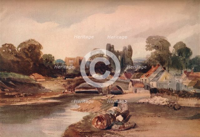 'A Village on a River, with Bridge and Ruins', c1824. Creator: Peter de Wint.
