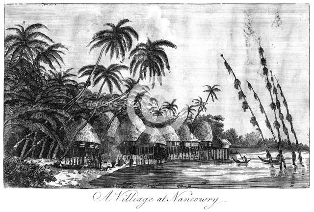 'A Village at Nancowry', Nicobar Islands, 1799. Artist: Unknown