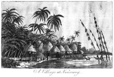 A Village at Nancowry Nicobar Islands, 1799
