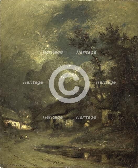 A Village by Night, 1840-1889. Creator: Jules Dupré.