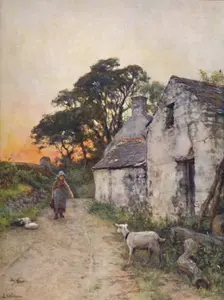 A Village Lane, South Wales late 19th-early 20th century. Creator: Sir Ernest Albert Waterlow