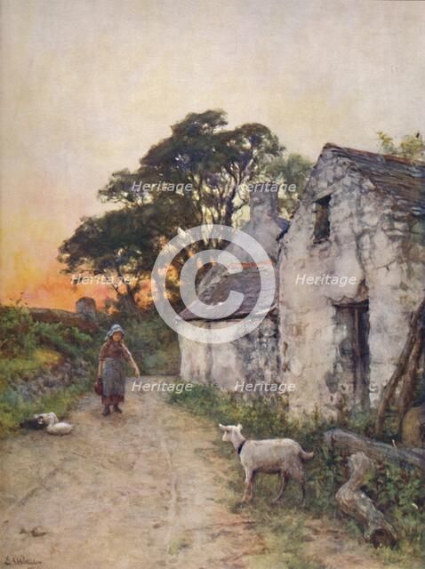 'A Village Lane, South Wales', late 19th-early 20th century.  Creator: Sir Ernest Albert Waterlow.