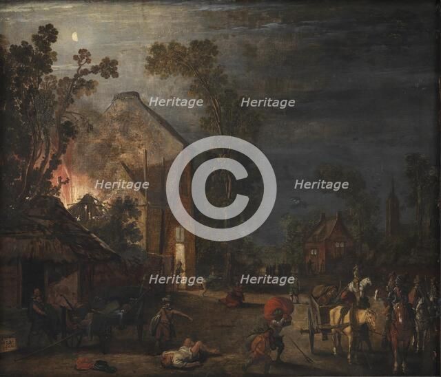 A Village Looted at Night, 1620. Creator: Esaias van de Velde.