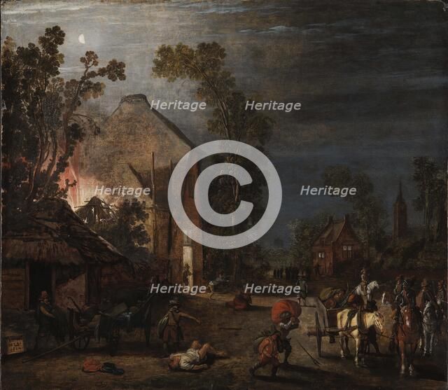 A Village Looted at Night, 1620. Creator: Velde, Esaias, van de (1591-1630).